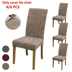 Floral Jacquard Fabric Chair Covers, High Elasticity, All-Season Use, Pet Friendly, Full Coverage, Set of 4/6