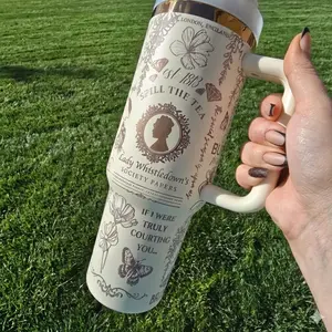 Bridgerton Romance Movie 40oz Tumbler, Movie Print Tumbler Flask 40oz, Travel Cup, Dearest Gentle Reader Shirt, Bridgerton Regency Romance Wisteria Masquerade Tumbler 40oz