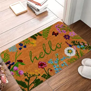 Floral Print Entrance Door Mat, Floor Rug Carpet for Outdoor Front Door and Indoor Use, Soft Texture, Stain Resistant, Boho Floral Rug