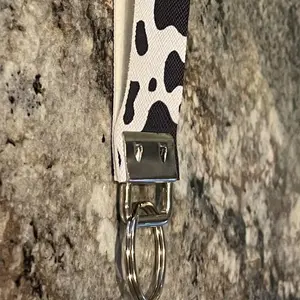 Faux Leather Cow Print Keychain key wristlet keychains