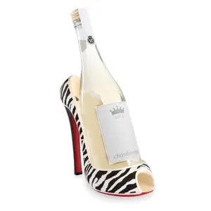 High Heel Bottle Holder for Wine - Multicolor Zebra Print Utensils