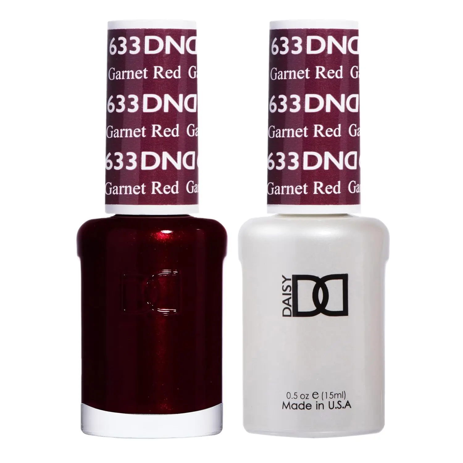 DND Gel Nail Polish Duo, 633 Garnet Red, 0.5 Fl Oz Each | Matching UV/LED Gel Polish & Air Dry Lacquer Set, Chip-Free Long Lasting Red Nail Color