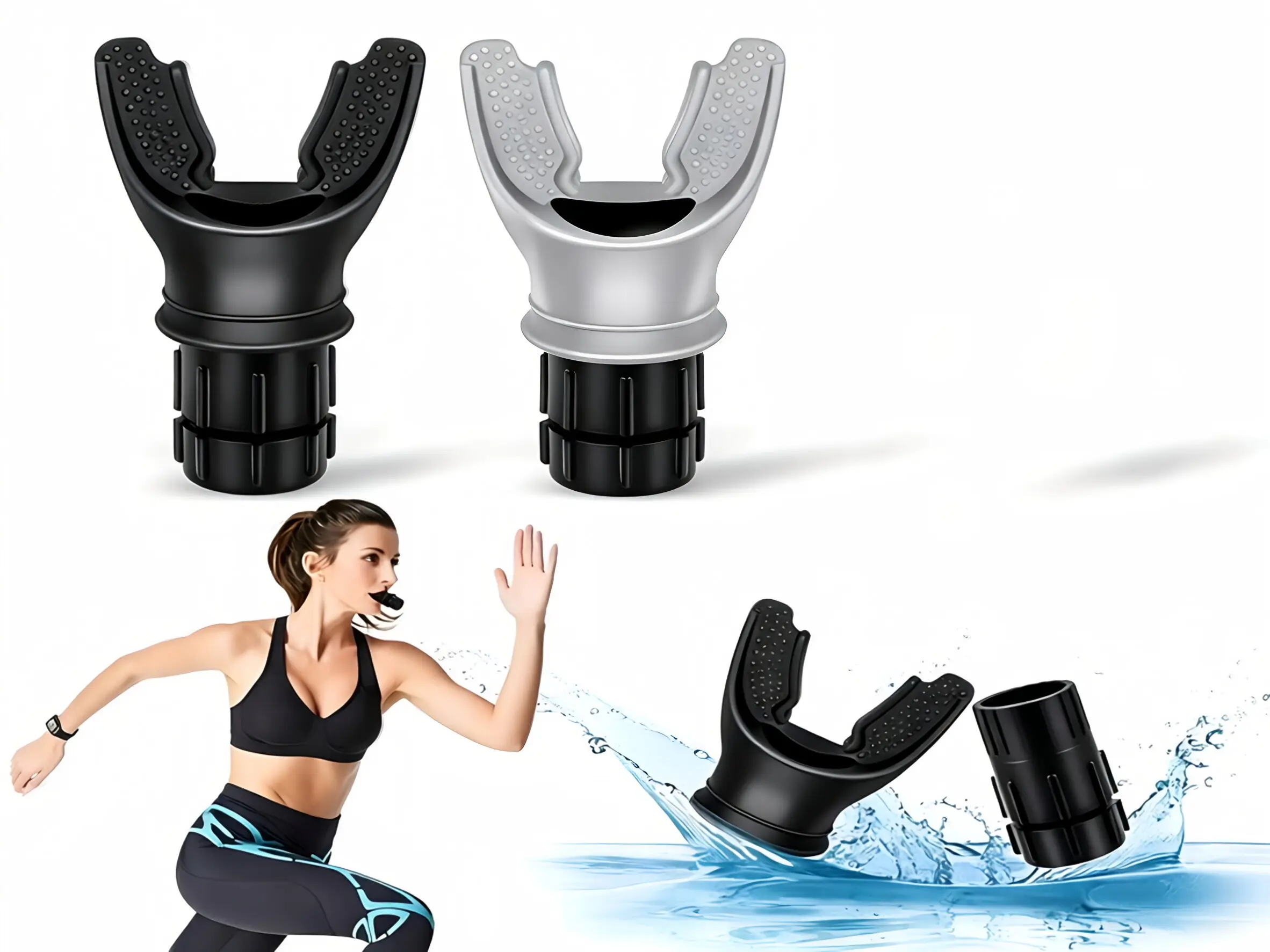 Compact Breathing Trainer with Silicone Mouthpiece - Portable Lightweight Exercise Equipment, Training Aids for Runners, Adjustable Resistance, Food-Safe, Easy to Use and Clean, Enhance Endurance, Boost Lung Capacity, Reduce Fatigue, Unisex