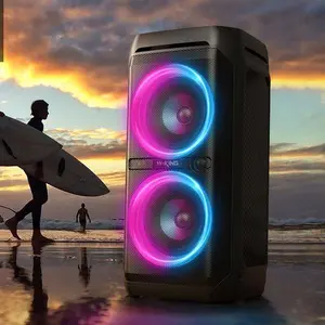 W-KING 240W Bluetooth Speaker, RGB Lights IPX6 Waterproof, Mic/Guitar Input 24H Battery for Outdoor Party