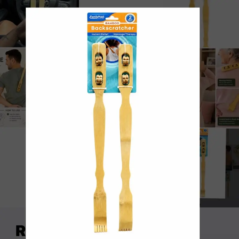 Household Bamboo Backscratchers, 2-Piece Home Relief Tool - Washable, Durable Massage Therapy Accessory