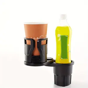 Drive in Comfort with our 2 in 1 Car Cup Holder - Universal Vehicle-Mounted Water Cup Drink Holder with 360° Rotating Adjustable Base for Secure Hold of Wide Bottles and Mugs - Black