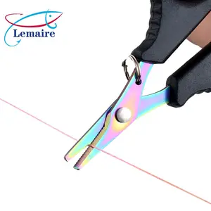 [Titanium-plated stainless steel fishing scissors set] with anti-lost rope telescopic buckle | PE line bait scissors Luya special sharp fish control scissors Multi-Functional Scissors