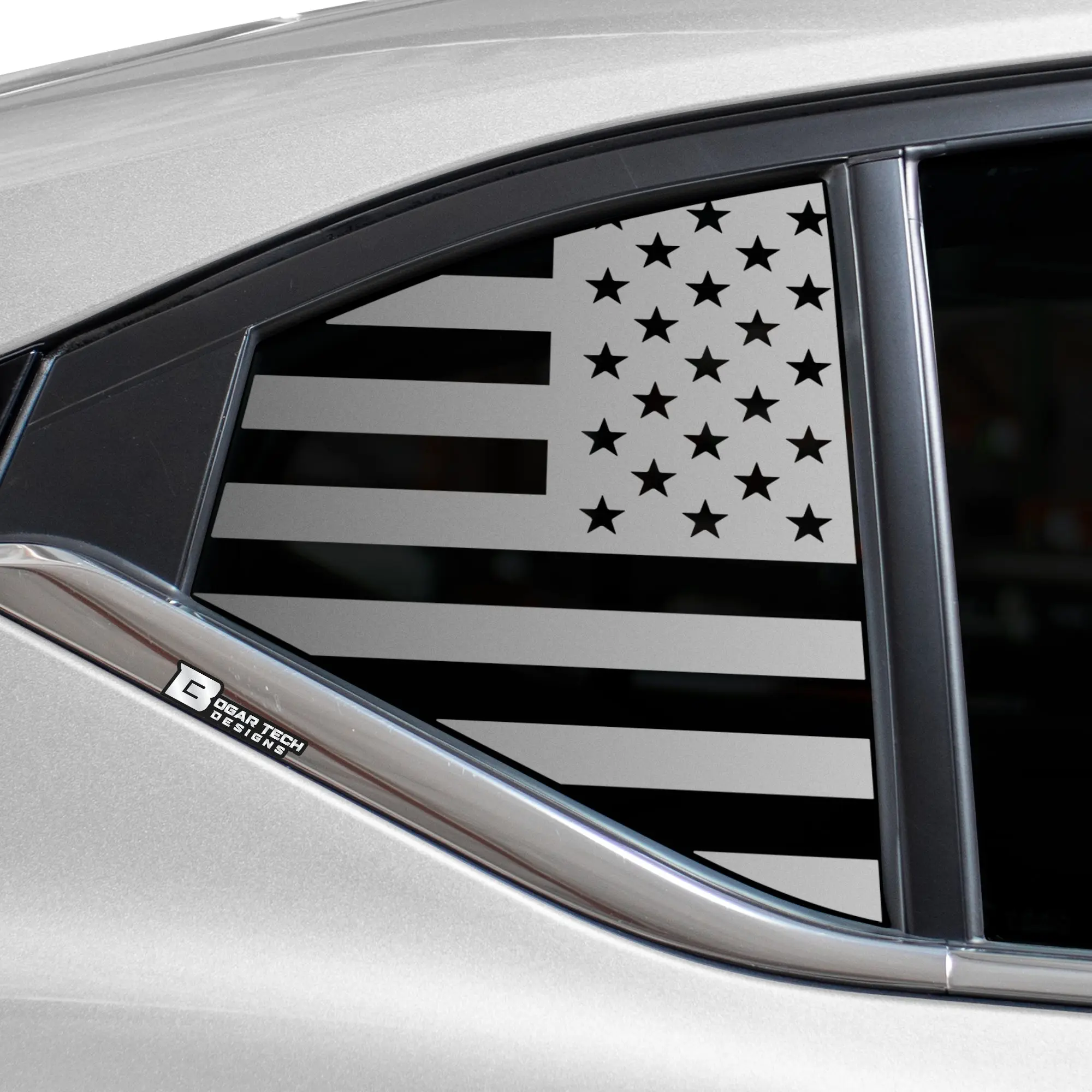 American Flag Quarter Window Decal for Nissan Sentra 2020-2025 – Precut Matte Black Vinyl