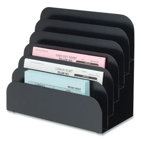 ControlTek CNK500075 8.25 x 7.25 x 4 in. Heavy Gauge Steel 6 Compartments Cashier Tray, Black