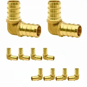 1/2 Inch Brass Pex Elbow Fitting, Pex Pipe Connector Accessories, Water Supply Plumbing Parts, Durable Copper Construction