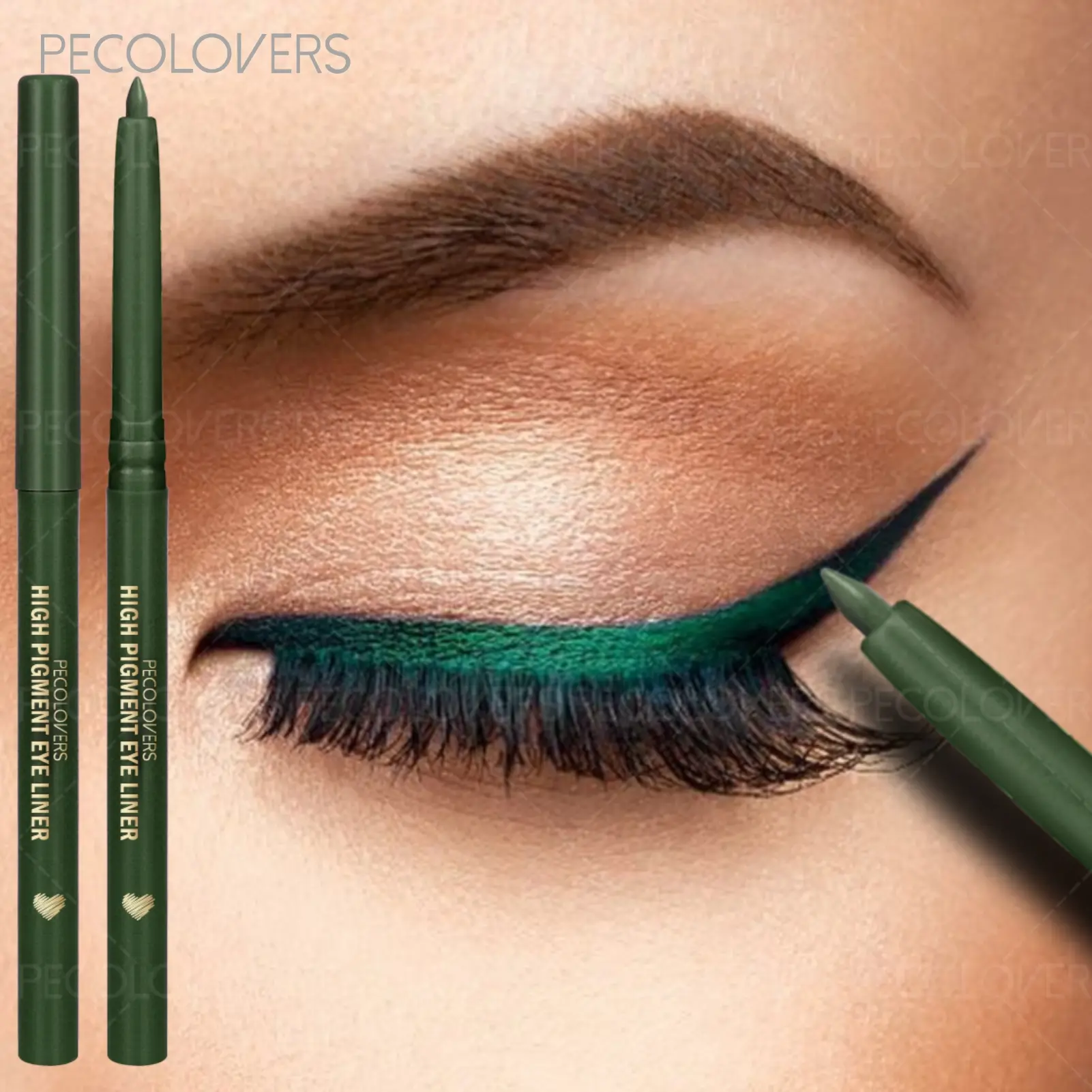 1PC Green Eyeliner Gel Pencil Waterproof Colorful Sweat Resistant Cream Matte Eye Pen and Colored Non Liner Long-Lasting Fading Makeup Eyeliner for Waterline Enhance Eye Makeup Eye Makeup Products