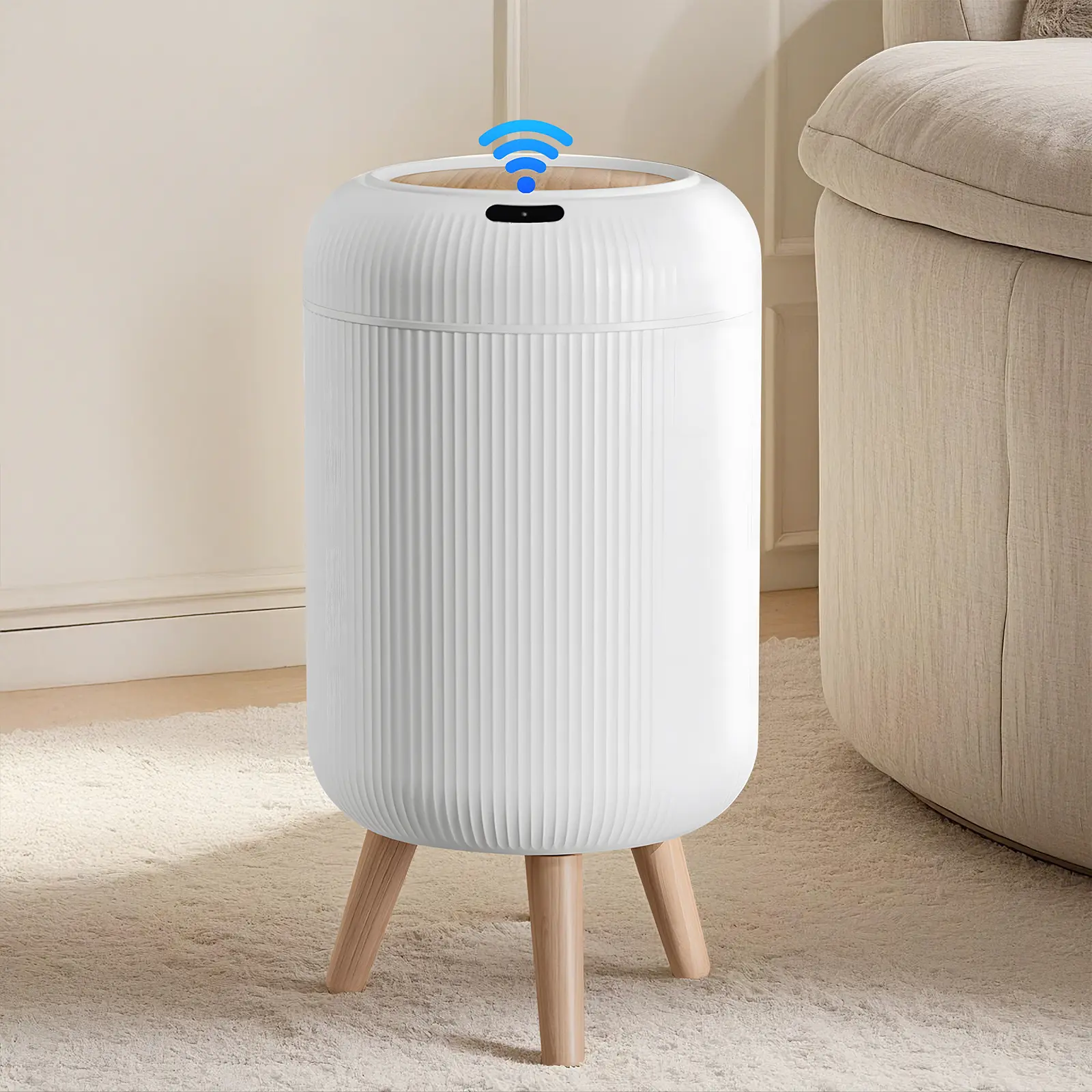 1PC 3gal Automatic Trash Bin - Smart Motion Sense Trash Can with Auto Open, Detachable Legs, Odor Resistance & Silent Design, Neutral Look for Kitchen/Bathroom
