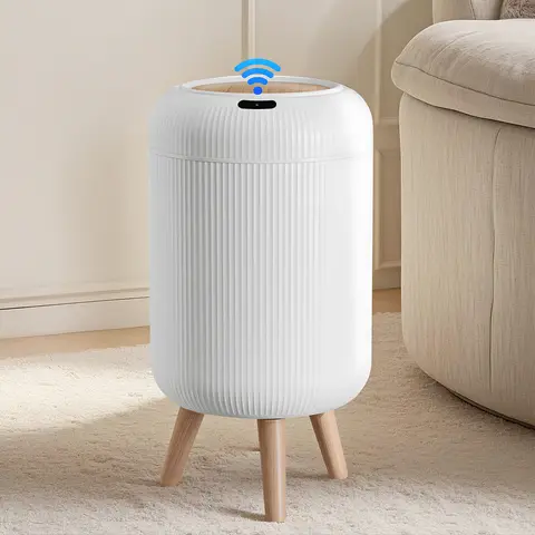 LOVEWE 1PC 3-Gallon Touchless Induction Auto-Open Kitchen Waste Bin - Smart, Odor-Resistant, Silent, Neutral-Look, Outdoor-Ready, Portable with Detachable Tall Legs (Household Items, Touchless Garbage Can, Kitchen Waste Bins)