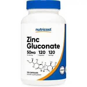 Nutricost Zinc Gluconate 120 Vegetarian Capsules (50mg) - Gluten Free and Non-GMO