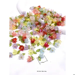 Pendants Charms Acrylic 15pcs A Bag Bright Mix Color Flower DIY Valentines