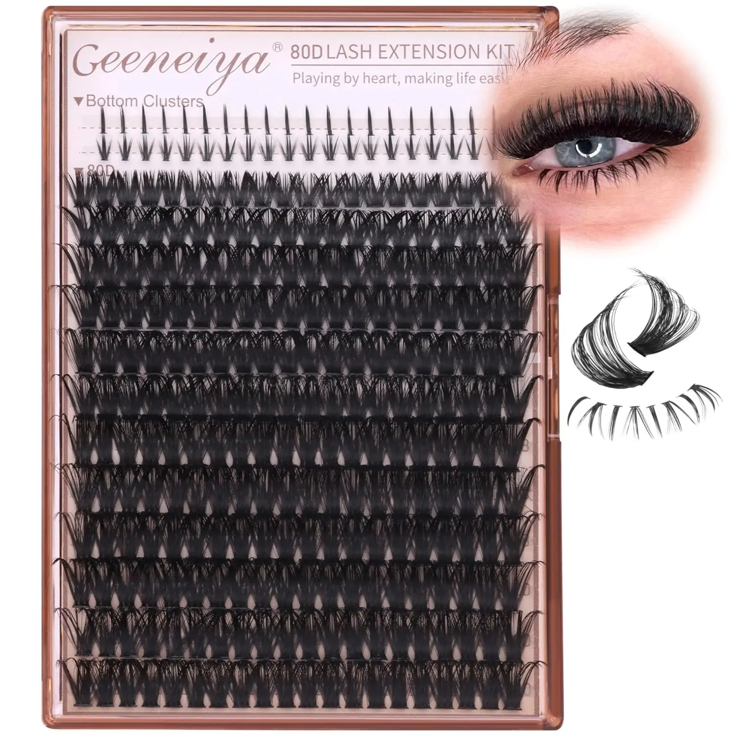 Cluster Eyelash Extensions with Bottom Lash Clusters - 10-20mm Wispy Volume Eyelash Clusters and Manga Spike Under Lashes, DIY Lash Kit for Beginners