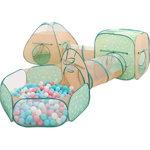 5-in-1 Pop-Up Kids Ball Pit, Tents, and Tunnels for Boys, Girls, Babies, and Toddlers – Indoor/Outdoor Playhouse, Orange/Light Green, Easter & Birthday Gifts