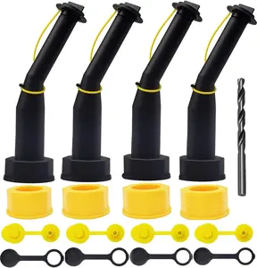 Gas Can Spout Replacement Universal Kit Leakproof Angle Nozzles Gasket Filter Screen Vent Cap Drill Bit for Old Style Gas Can Compatible with Midwest Blitz Gott Rubbermaind Essence Scepter (4black)