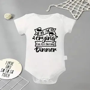I'M Not Crying I'M Ordering Dinner Baby Bodysuit, Funny Infant Newborn Clothes 100% Cotton Jumpsuits Baby Boys Girls Casual Rompers Baby Gift Baby Short Sleeves Onesie Clothes Letter Pattern Baby Outfit for Outdoor Indoor