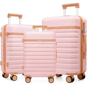 UKEIN 3-Piece Luggage Set – 20/24/28” PC Hardshell Suitcases with Spinner Wheels and TSA Lock, Carry-On and Checked Luggage for Men & Women