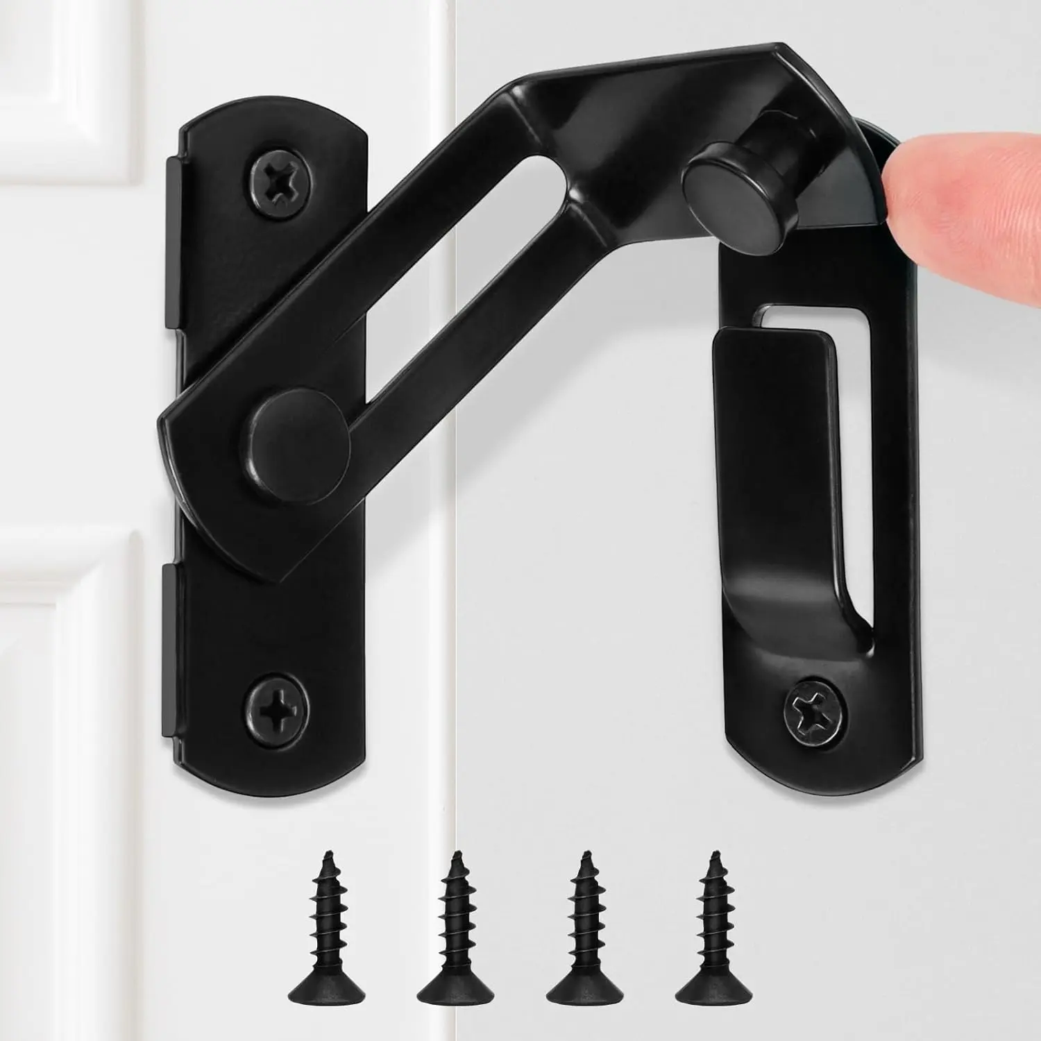 Barn Door Lock, 90  Flip Latch, Angle Door Latch Buckle, Gate Latch for Barn, Pantry, Sliding Door, Pet Door, 201 Stainless Steel Gate Hardware Black