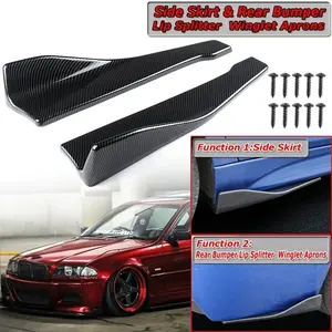 2Pcs Universal Car Bumper Carbon Fiber Spoiler, Rear Lip Splitter Diffuser Winglet Wings Anti-Crash Side Skirt Car Styling Car Accessories