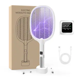 3400v Bug Zapper Racket Swatter, 1200mAh Rechargeable Battery, Mosquito Killer with six Purple Light, 3-Layer Safety Mesh,360-400nm  mosquito-inducing wavelength, Powerful Bug Zapper Indoor & Outdoor,Ideal for Bedroom&garden&camping