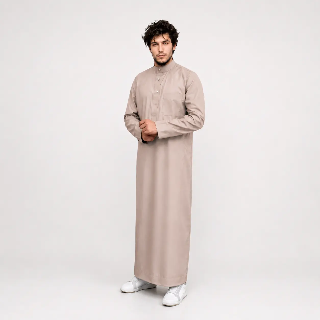 Classic Collar Sand Beige Thobe