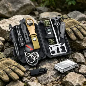 Survival Gear and Equipment Kit, Compact Emergency Survival Tools for Hiking, Backpacking, and Wilderness Adventures Foldable Portable Propane Griddle
