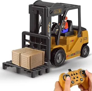 Remote Control Forklift 11 Channel Rc Forklift Cranes Construction Toys, w/Boxes/Sound and Light Spray, Two Rechargeable Batteries, Kids Forklift Toy Christmas & Birthday Gifts