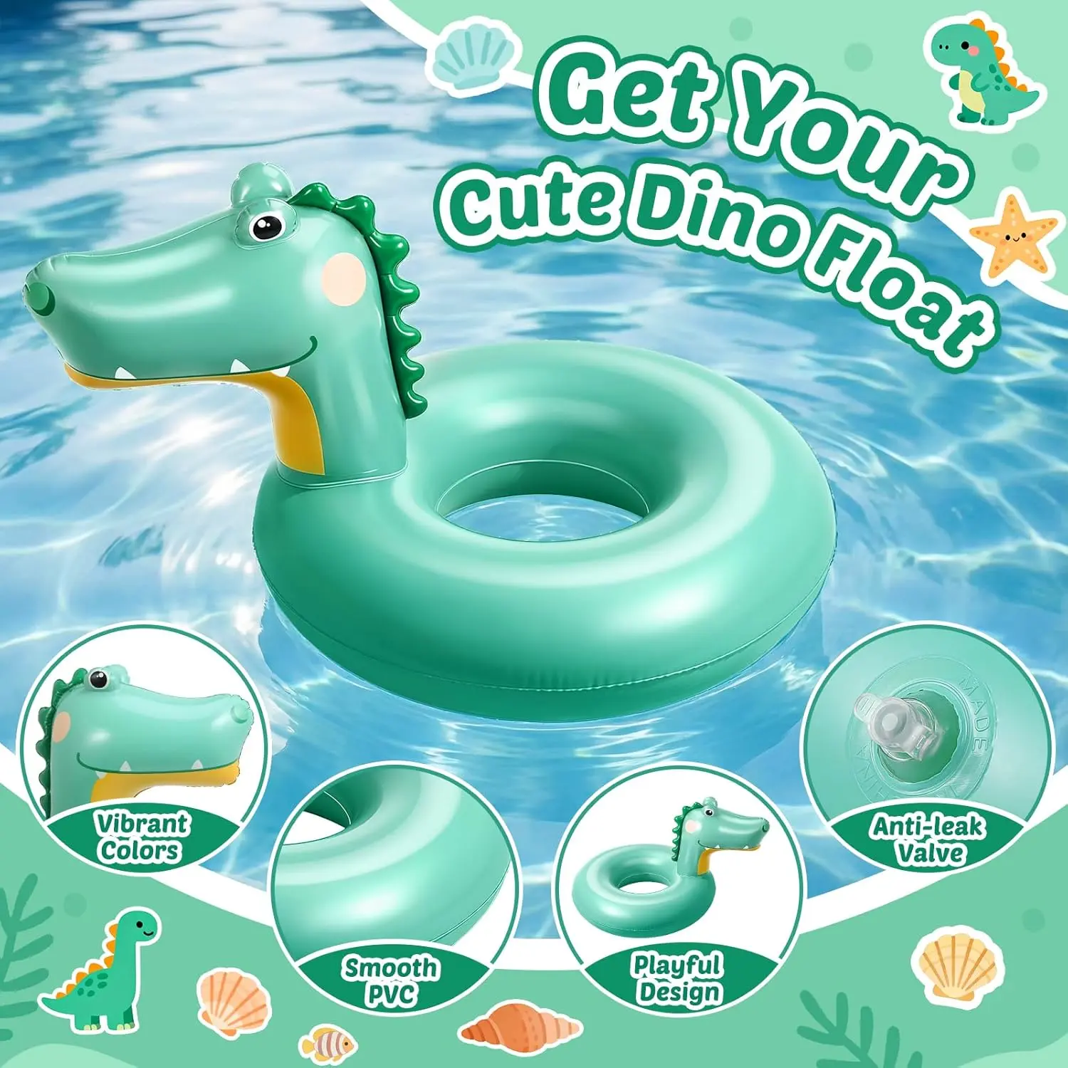 Moko Inflatable Swimming Rings, Pool Floats Swim Tubes Rings Round Shape Cute Cartoon Design Beach Water Lounge Inflatable Raft Party Supplies for Kids