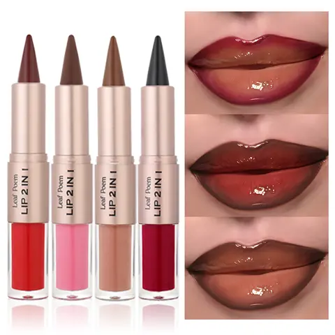 4/8 PCS Double-Ended Beeswax Blend Lip Combo Kits - Moisturizing Matte+Shine Duo, High Pigmentation Light Beige Set, Hydrating Lip Care, Aesthetic Glow, 24-Month Shelf Life, For Adults All Skin Types