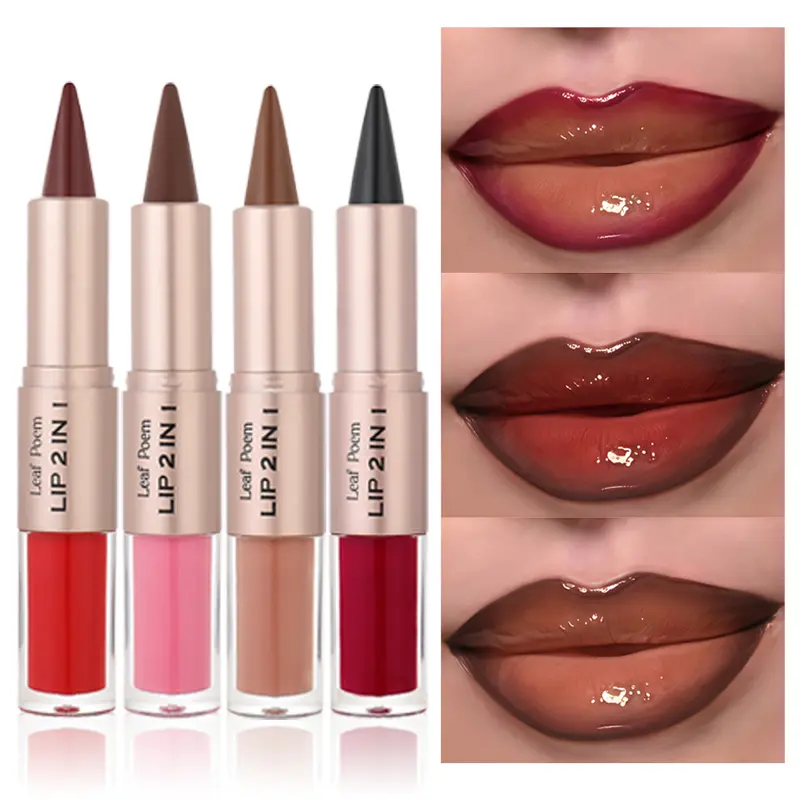 4/8 PCS Double-Ended Beeswax Blend Lip Combo Kits - Moisturizing Matte+Shine Duo, High Pigmentation Light Beige Set, Hydrating Lip Care, Aesthetic Glow, 24-Month Shelf Life, For Adults All Skin Types
