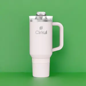 Cirkul 40oz All-Day StrawSip Double-Wall Insulated Stainless Steel Tumbler with Handle, Cherry Blossom (Light Pink)