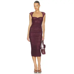 SEROYA Kylie Midi Dress in Merlot SEROYA Kylie Midi Dress in Merlot