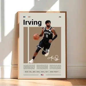 Kyrie Irving Poster, Sports Poster, Mid Century Modern, Fans, Basketball Gift, Sports Bedroom Posters