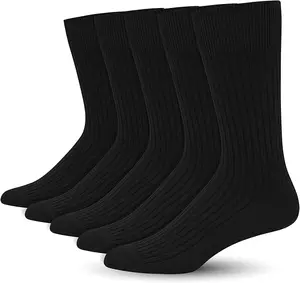 SERISIMPLE Men's Dress Socks - Bamboo Viscose Thin Ribbed Knit, Silky & Soft, Lightweight Business Crew Socks 5 Pairs
