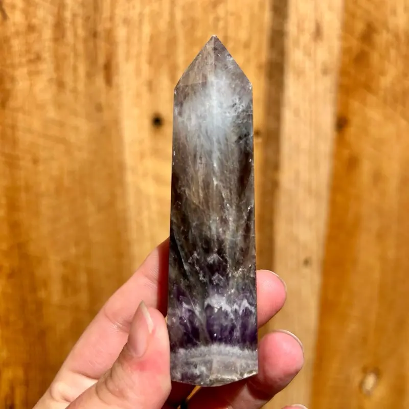 Chevron Amethyst Crystal Tower - Natural Healing Crystal Decor for Home, Meditation