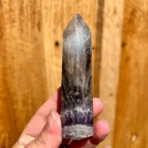 Chevron Amethyst Crystal Tower - Natural Healing Crystal Decor for Home, Meditation