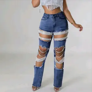 Women's Pearls Lady Jeans - High Waist Bottoms - Womenswear Elegant  Comfort rise