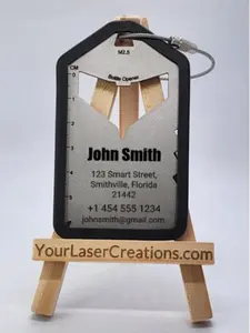 Personalized Metal Luggage Tag Multi Tool Card - Laser Etched