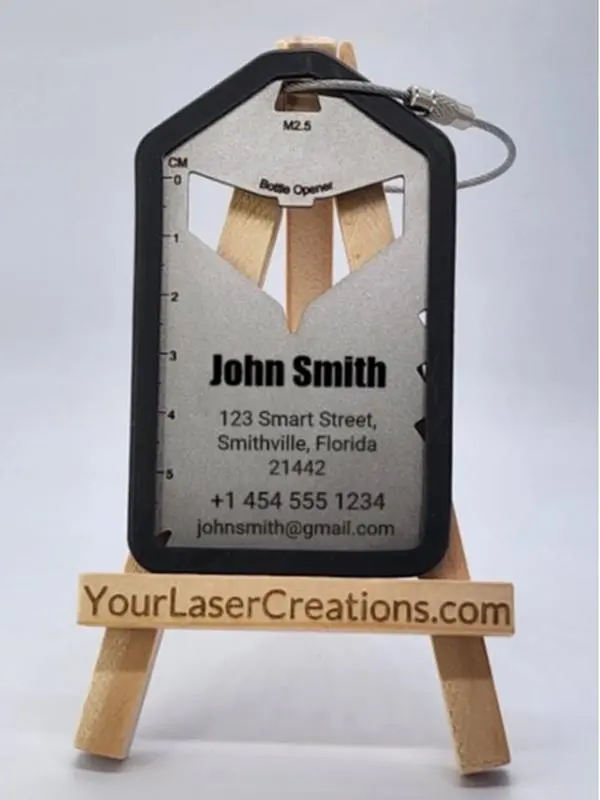 Personalized Metal Luggage Tag Multi Tool Card - Laser Etched