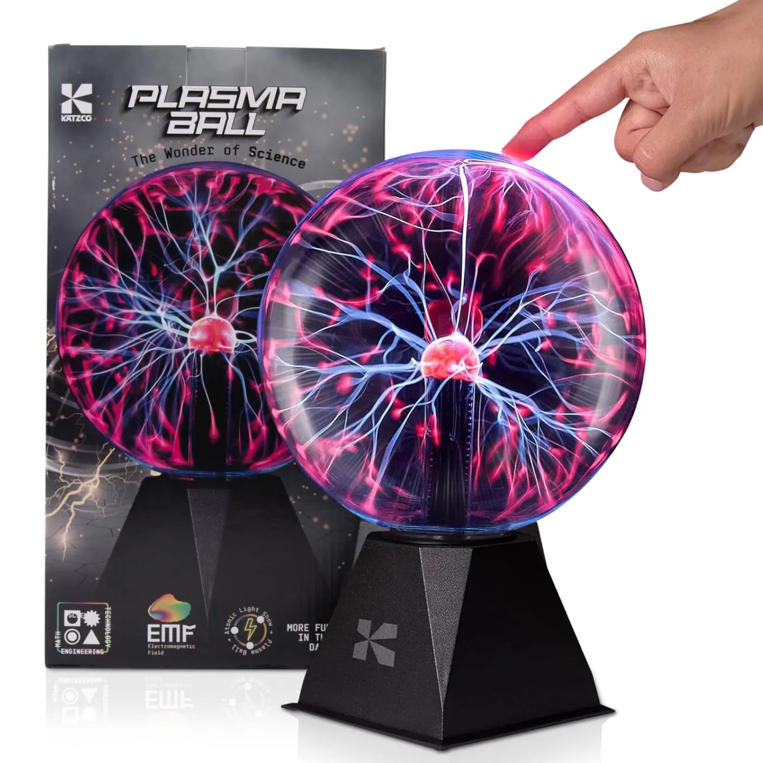 7-in Magical Plasma Ball Light - Touch & Sound Activated Disco Novelty Lighting, Plastic LED Mood Lamp, Interactive Tap Lamp for Youth & Adults, Party Decor & Housewarming Gift Option, 6-Inch