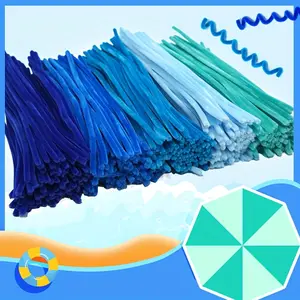 200/500 Super Dense Blue Chenille Stems, Royal Blue Chenille Twisted Sticks - Sturdy and Bright, Colors Range from Light Lake Blue to Peacock Blue, Perfect as Graduation Gifts