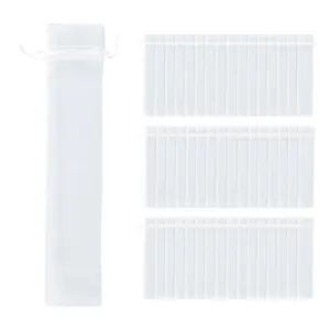 Bulk 48 Pc. Large White Organza Drawstring Bags for Hand Fans