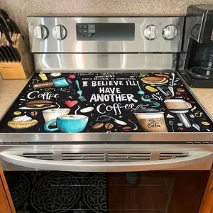 Coffee Pattern Stove Top Protector, Non-slip Waterproof Stove Top Mat, Dustproof & Stain-resistant Appliance Cover, Kitchen Accessories