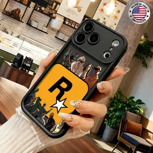 Cool Gaming Rockstar Style Cartoon Aesthetic Design Case for iPhone 17 16 15 14 Pro Max 13 12 11 XR XS Plus Air Slim Shockproof Anti Drop Protective Durable TPU Cover
