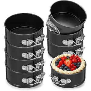 8 count Springform Pans Nonstick, 4.7 Inch Stainless Steel Springform Cake Pan with Removable Bottom Round Mini Cheesecake Mold for Cakes, Cheesecakes, Pizzas and Quiches