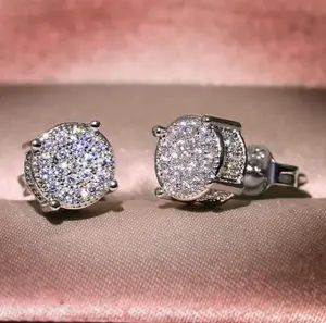 {Comfortable Earrings} Copper Square Four Claw Zircon Earrings - Personalized Hip Hop Style Male and Female Earrings