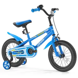 VEVOR Kids Bike, 14 Inches BMX Style Children Bicycle, Rider Height 2.95 ft - 3.77 ft, Training Wheels Included, Sturdy and Easy to Assemble, Toddler Bike for Boys Girls Learning to Ride, Blue
